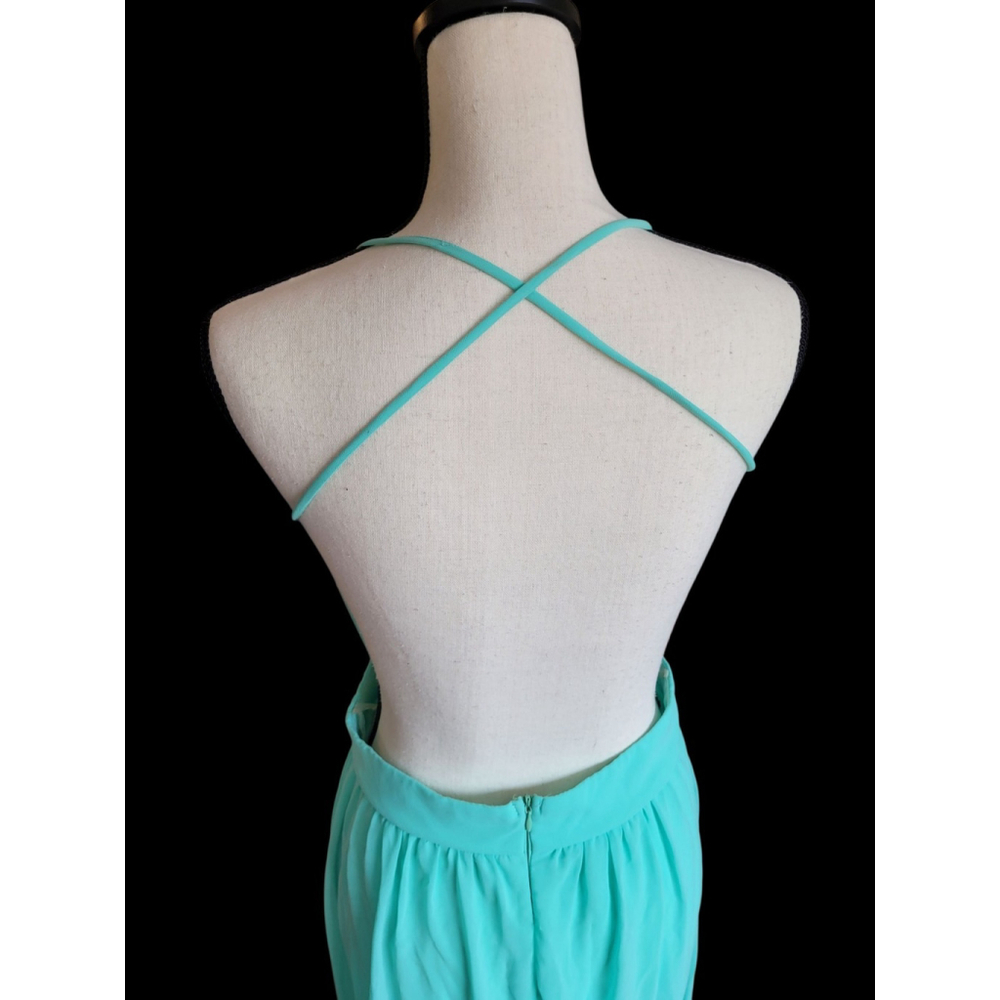 Lulus Formal Gown Open Back Strappy Sea Foam Sz M - Picture 7 of 11